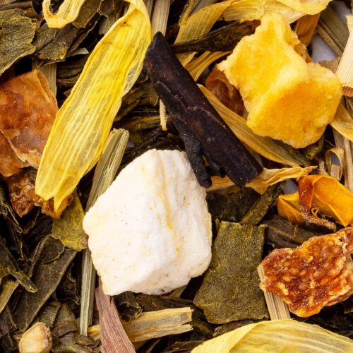 Feuilles de Thé Vert Sorbet Mangue Bio – mélange de Sencha, mangue, menthe et citronnelle