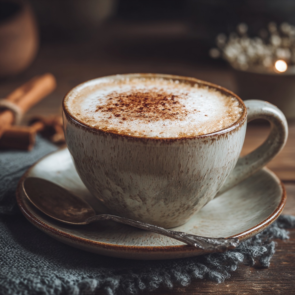 Latte Force Intérieure avec mousse de lait et épices sur le dessus