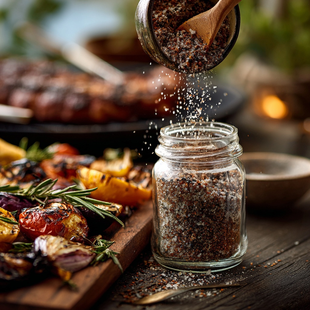 Sel au thé présenté en petit pot pour grillades et légumes