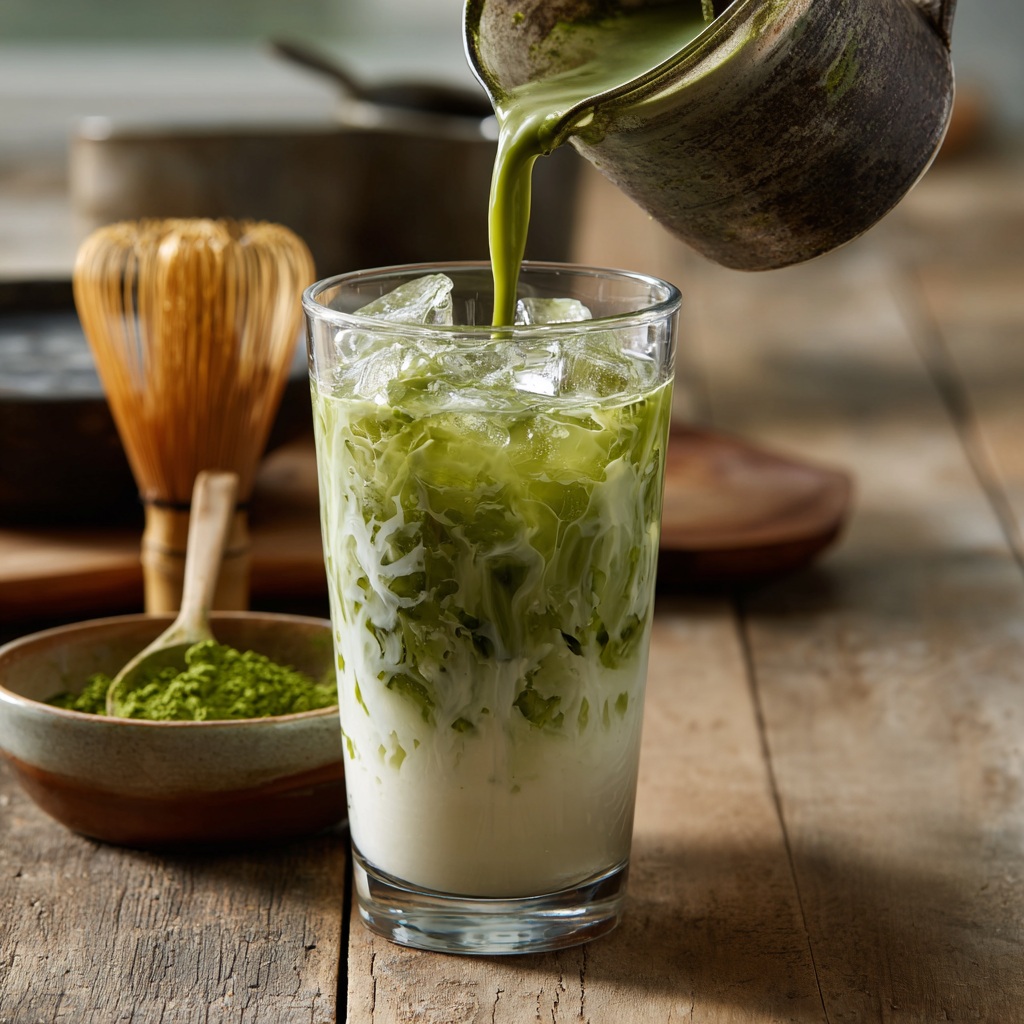 Sencha matcha latte glacé