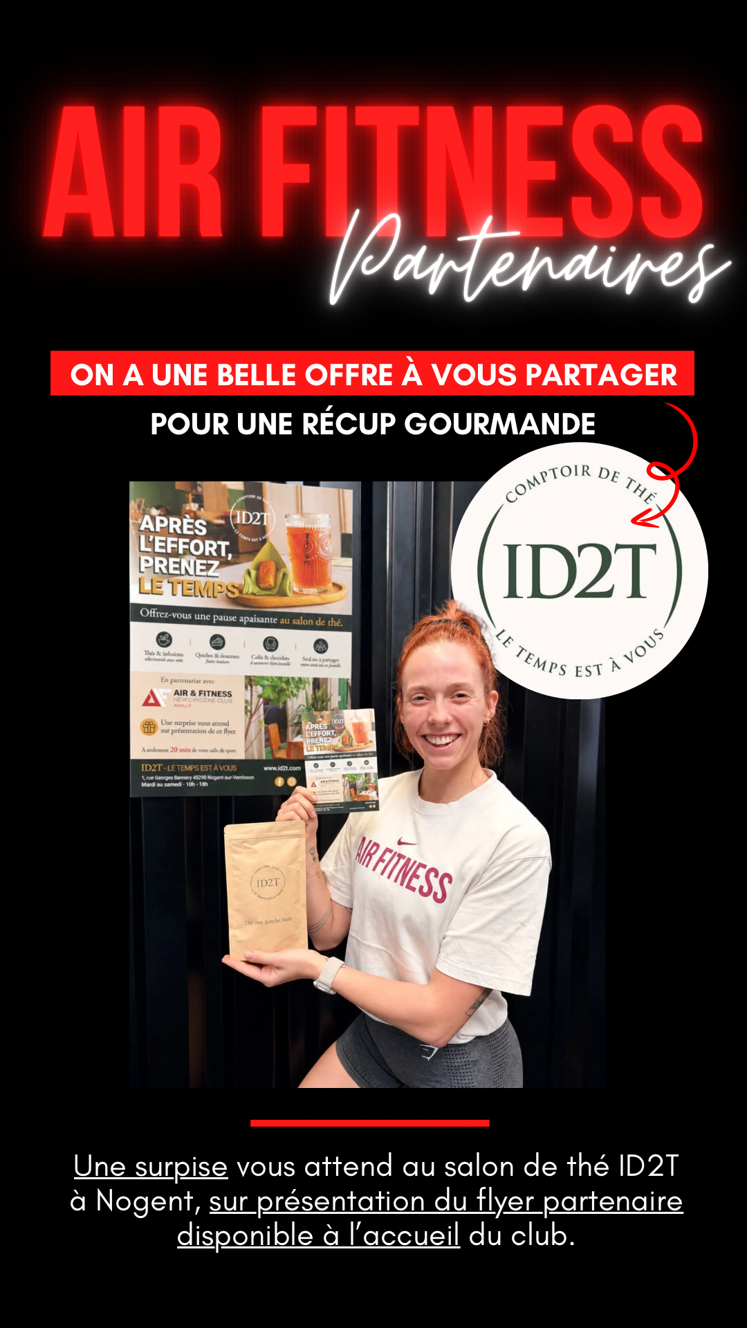 Léa Wagner, coach à la salle Air Fitness, avec un sachet de thé ID2T